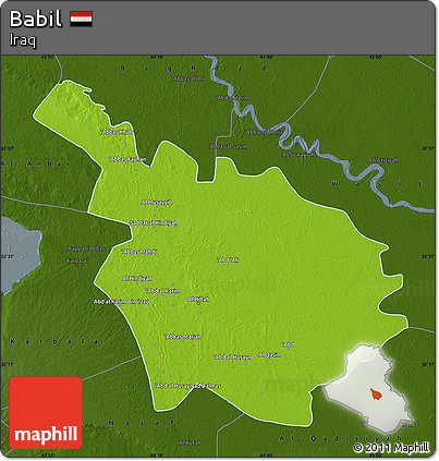 Physical Map of Babil, darken