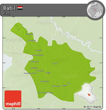 Physical Map of Babil, lighten