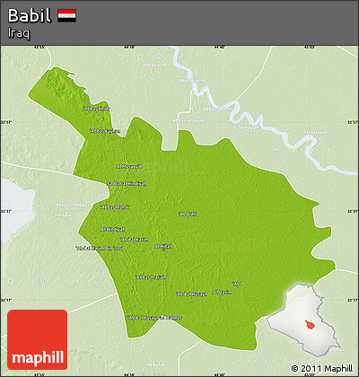 Physical Map of Babil, lighten