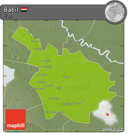 Physical Map of Babil, semi-desaturated