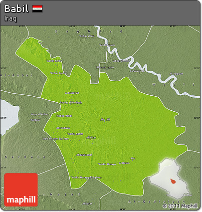 Physical Map of Babil, semi-desaturated