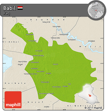 Physical Map of Babil, shaded relief outside