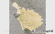 Satellite Map of Babil, darken, semi-desaturated