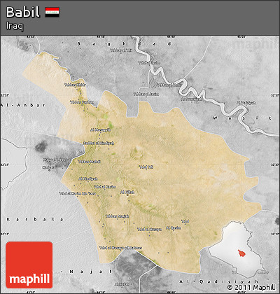 Satellite Map of Babil, desaturated