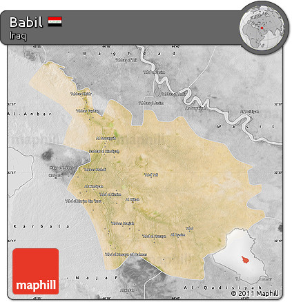 Satellite Map of Babil, desaturated
