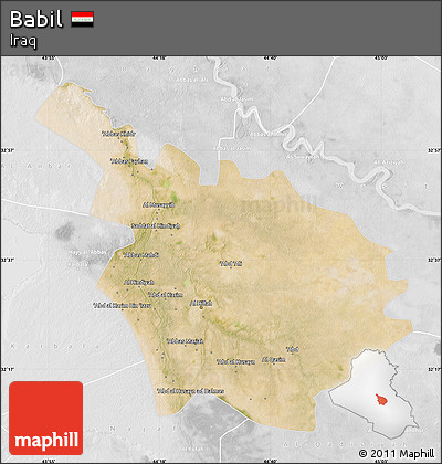 Satellite Map of Babil, lighten, desaturated