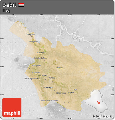 Satellite Map of Babil, lighten, desaturated