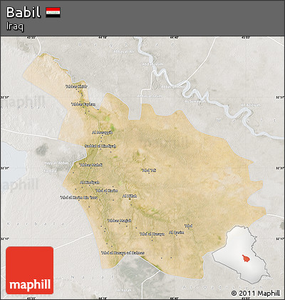 Satellite Map of Babil, lighten, semi-desaturated
