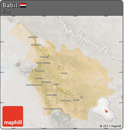 Satellite Map of Babil, lighten, semi-desaturated