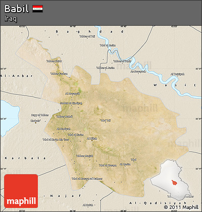 Satellite Map of Babil, shaded relief outside