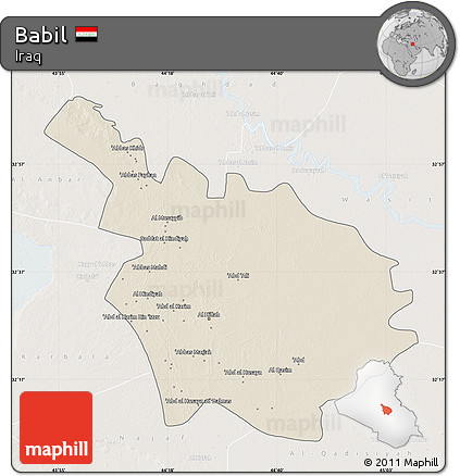Shaded Relief Map of Babil, lighten