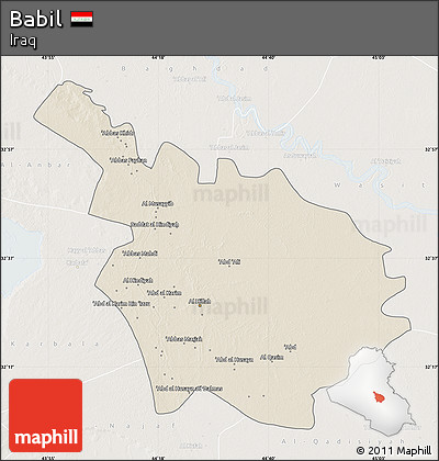 Shaded Relief Map of Babil, lighten