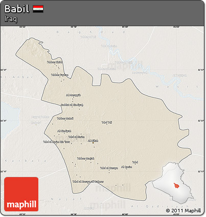 Shaded Relief Map of Babil, lighten