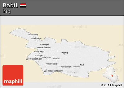 Classic Style Panoramic Map of Babil, single color outside