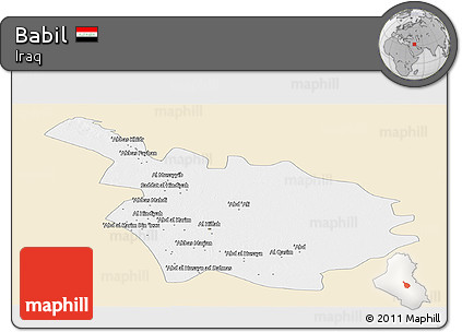 Classic Style Panoramic Map of Babil, single color outside