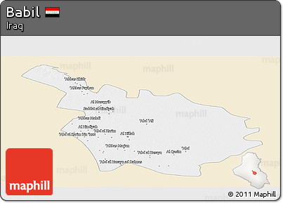 Classic Style Panoramic Map of Babil, single color outside