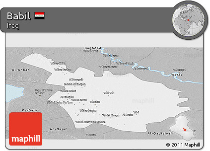 Gray Panoramic Map of Babil