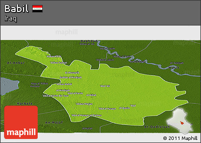 Physical Panoramic Map of Babil, darken