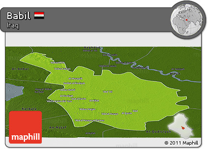 Physical Panoramic Map of Babil, darken