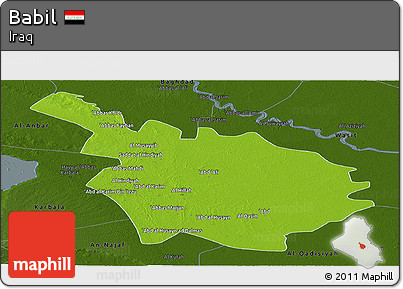 Physical Panoramic Map of Babil, darken