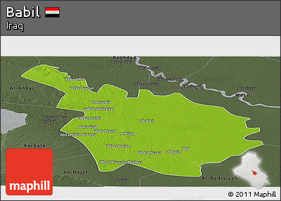 Physical Panoramic Map of Babil, darken, semi-desaturated