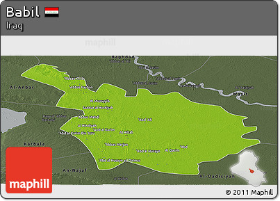 Physical Panoramic Map of Babil, darken, semi-desaturated