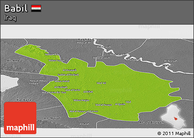 Physical Panoramic Map of Babil, desaturated