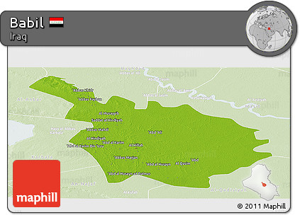Physical Panoramic Map of Babil, lighten
