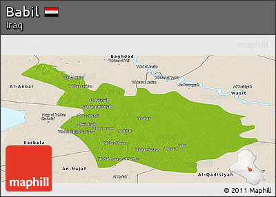 Physical Panoramic Map of Babil, shaded relief outside