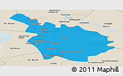 Political Panoramic Map of Babil, shaded relief outside