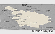 Shaded Relief Panoramic Map of Babil, darken, desaturated