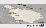Shaded Relief Panoramic Map of Babil, darken, semi-desaturated