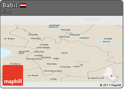 Shaded Relief Panoramic Map of Babil