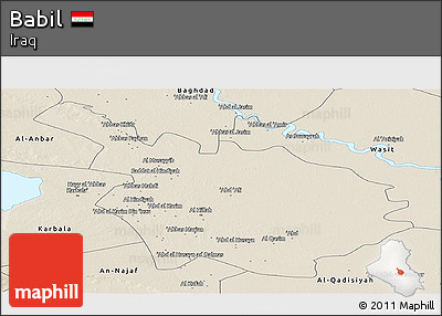 Shaded Relief Panoramic Map of Babil