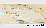 Shaded Relief Panoramic Map of Babil, satellite outside