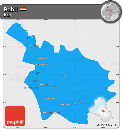 Political Simple Map of Babil, single color outside