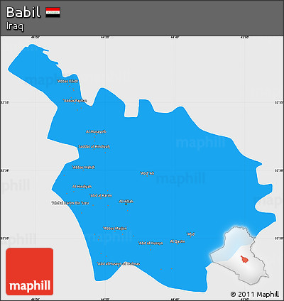 Political Simple Map of Babil, single color outside