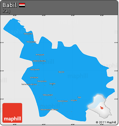 Political Simple Map of Babil, single color outside