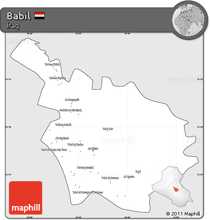 Silver Style Simple Map of Babil, cropped outside