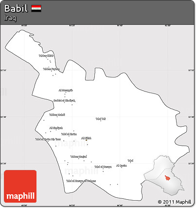 Silver Style Simple Map of Babil, cropped outside