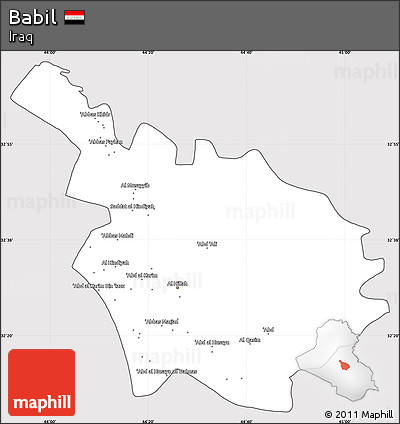Silver Style Simple Map of Babil, cropped outside