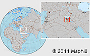 Gray Location Map of Baghdad, within the entire country