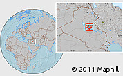 Gray Location Map of Baghdad, hill shading