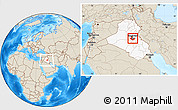 Shaded Relief Location Map of Baghdad, highlighted country, within the entire country
