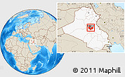 Shaded Relief Location Map of Baghdad, highlighted country