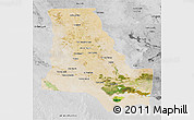 Satellite 3D Map of Dhi-Qar, desaturated