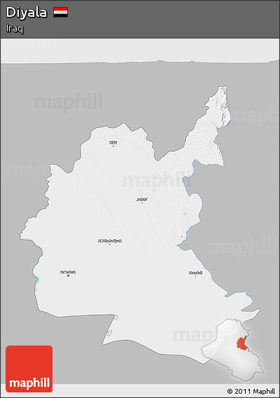 Gray 3D Map of Diyala, single color outside