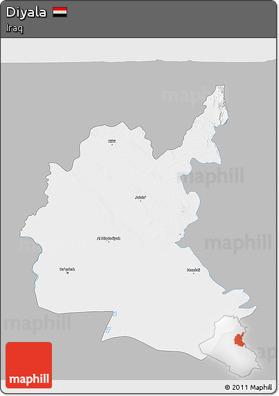 Gray 3D Map of Diyala, single color outside