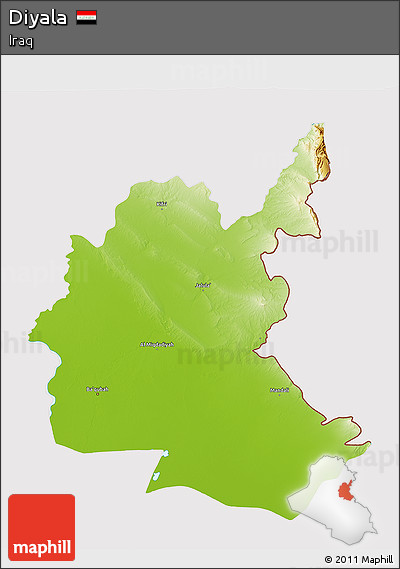 Physical 3D Map of Diyala, cropped outside
