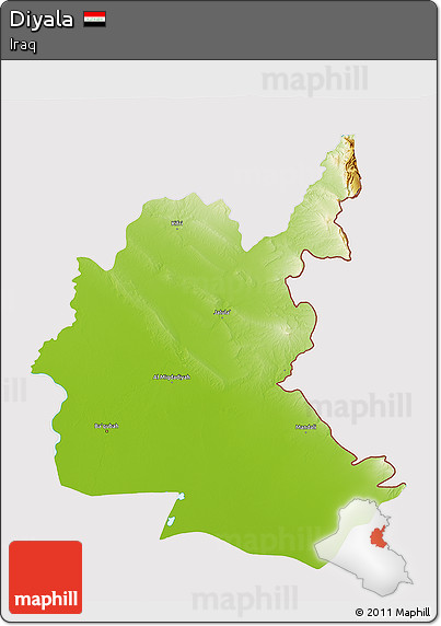Physical 3D Map of Diyala, cropped outside